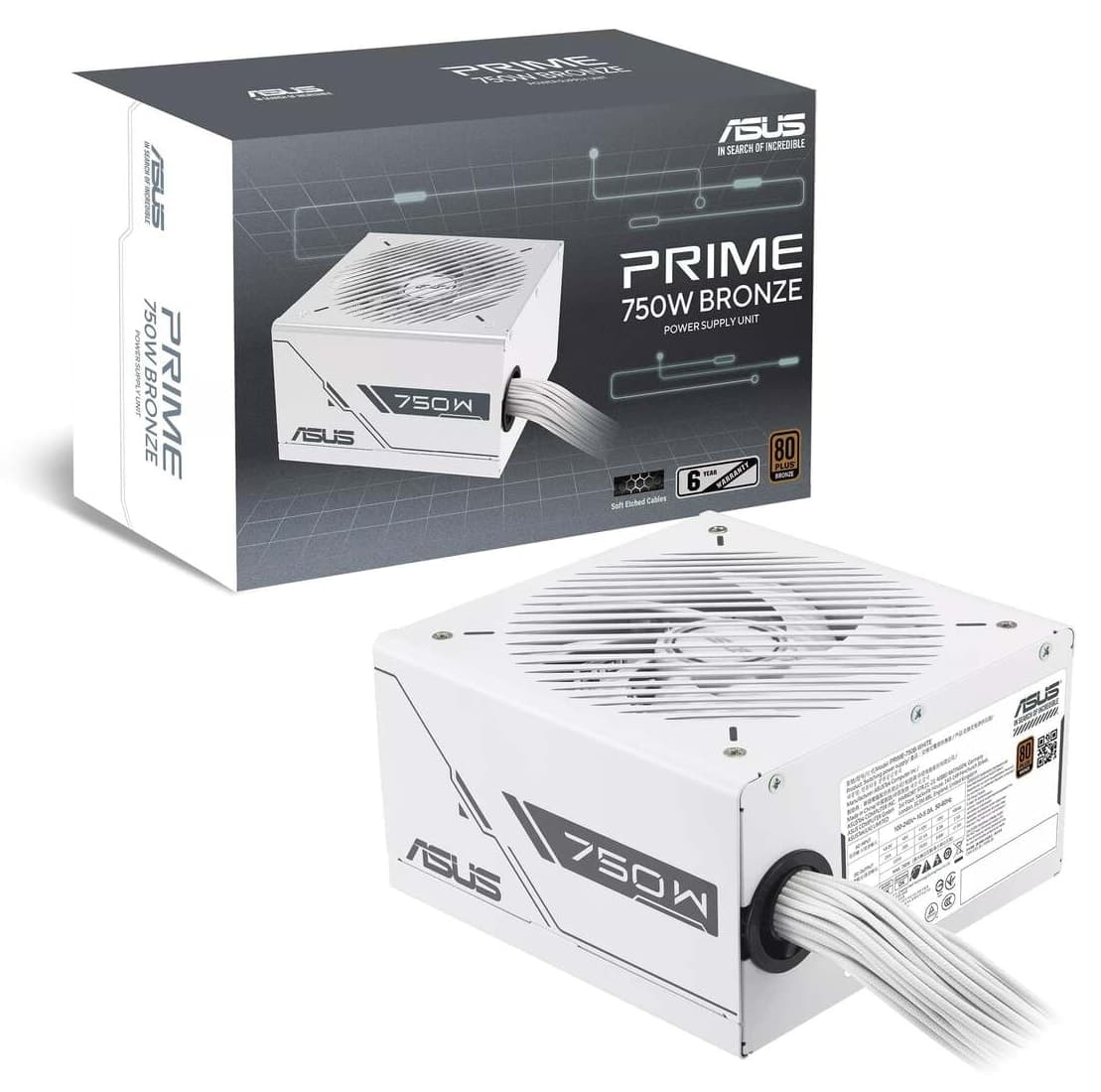 منبع تغذیه ASUS مدل PRIME 750B 750W 80+ Bronze فن 135mm سفید منبع تغذیه ASUS مدل PRIME 750B 750W 80+ Bronze فن 135mm سفید