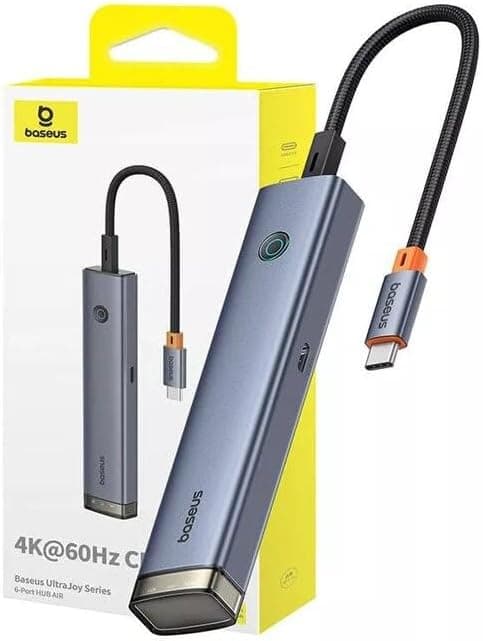 هاب 6-Port Baseus سری UltraJoy مدل AIR خاکستری فضایی هاب 6-Port Baseus سری UltraJoy مدل AIR خاکستری فضایی