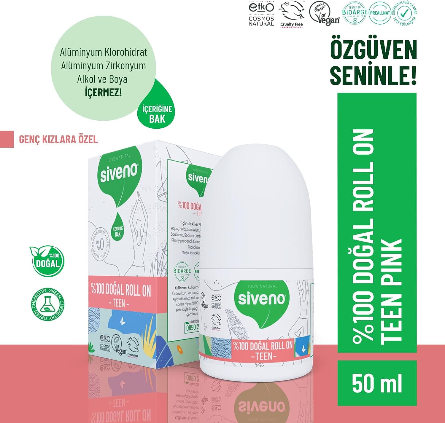 دئودورانت رولآن دخترانه نوجوان Siveno 100٪ طبیعی گیاهی ضد بوی تعریق بدون لکه وگان 50 ml دئودورانت رولآن دخترانه نوجوان Siveno 100٪ طبیعی گیاهی ضد بوی تعریق بدون لکه وگان 50 ml