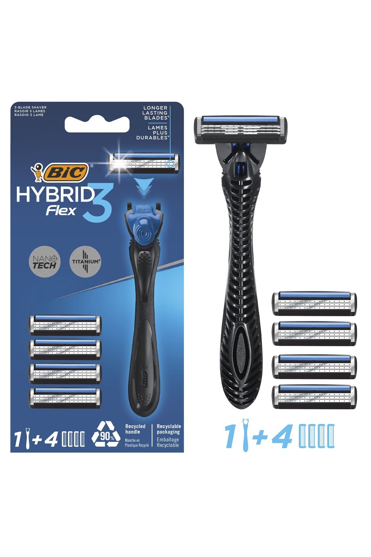 خودتراش مردانه Bic Flex 3 Hybrid با 1 دسته و 4 سری، 3 تیغه خودتراش مردانه Bic Flex 3 Hybrid با 1 دسته و 4 سری، 3 تیغه