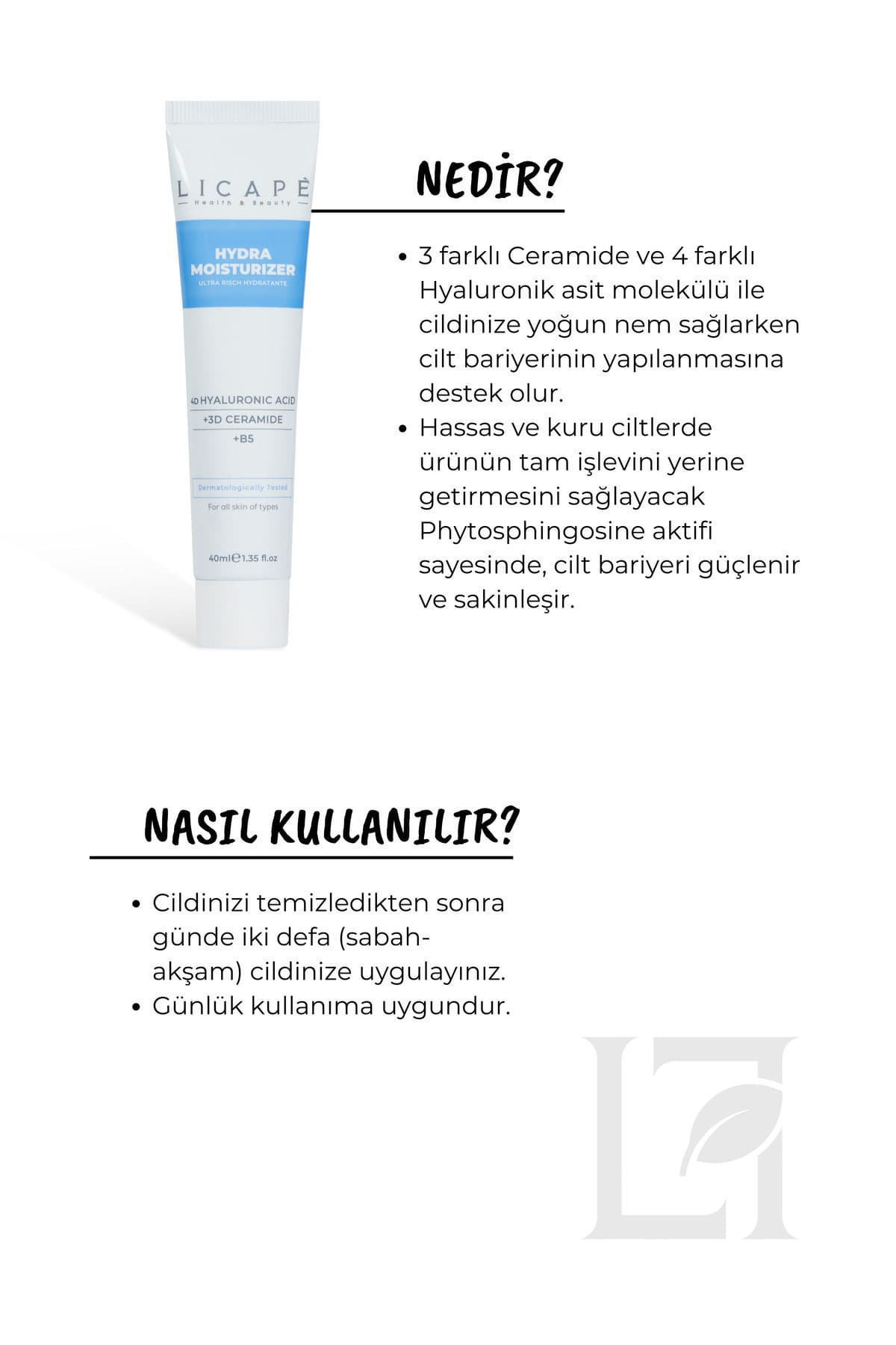 کرم مرطوبکننده آبپایه Licape روشنکننده با اسید هیالورونیک 4D 40ml کرم مرطوبکننده آبپایه Licape روشنکننده با اسید هیالورونیک 4D 40ml