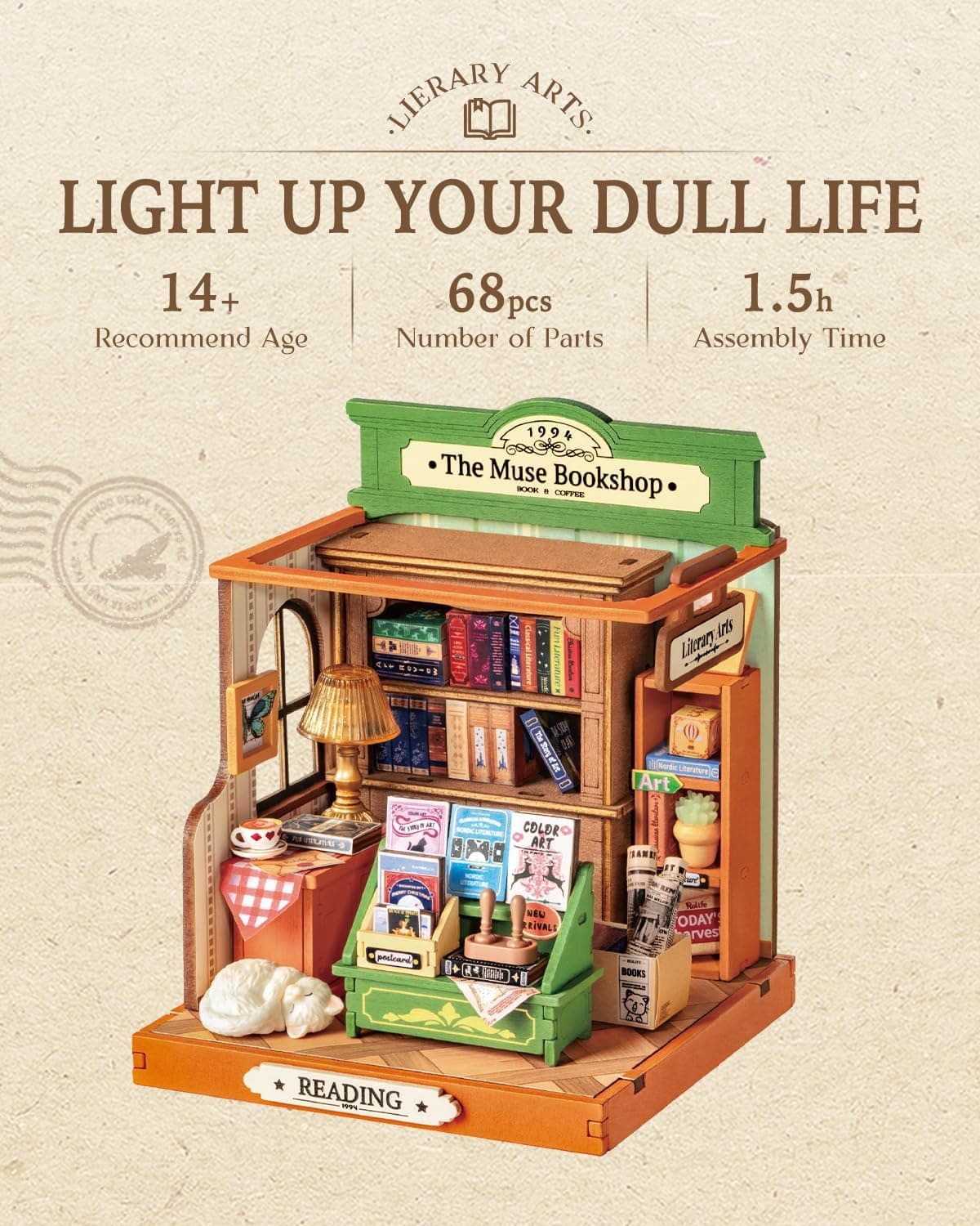 کیت ساخت ماکت مینیاتوری کتابفروشی Rolife مدل The Muse Bookshop کیت ساخت ماکت مینیاتوری کتابفروشی Rolife مدل The Muse Bookshop