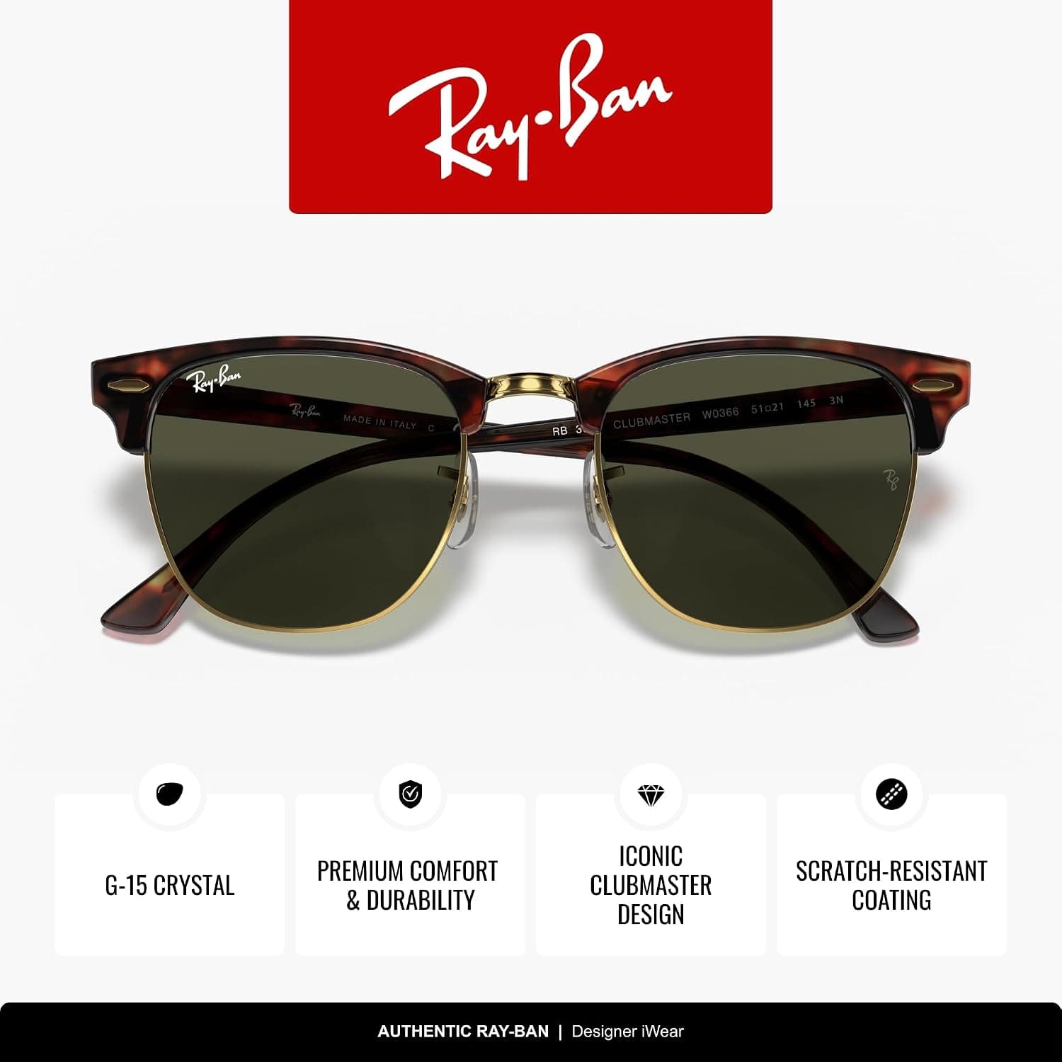 عینک آفتابی مردانه و زنانه Ray-Ban کلاسیک مربعی مدل RB3016 Clubmaster عینک آفتابی مردانه و زنانه Ray-Ban کلاسیک مربعی مدل RB3016 Clubmaster