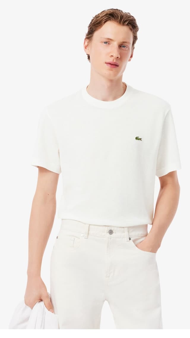 تیشرت مردانه Lacoste یقه گرد فیت کلاسیک سفید تیشرت مردانه Lacoste یقه گرد فیت کلاسیک سفید