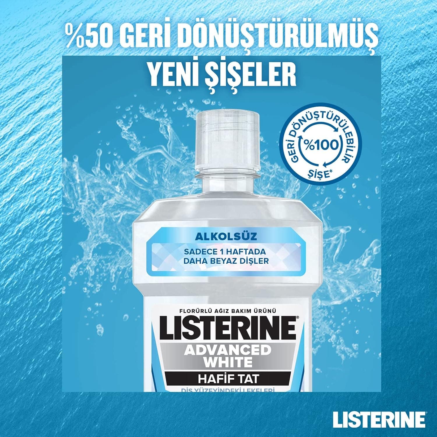 دهانشویه Listerine Advanced White با طعم ملایم 500 ml دهانشویه Listerine Advanced White با طعم ملایم 500 ml