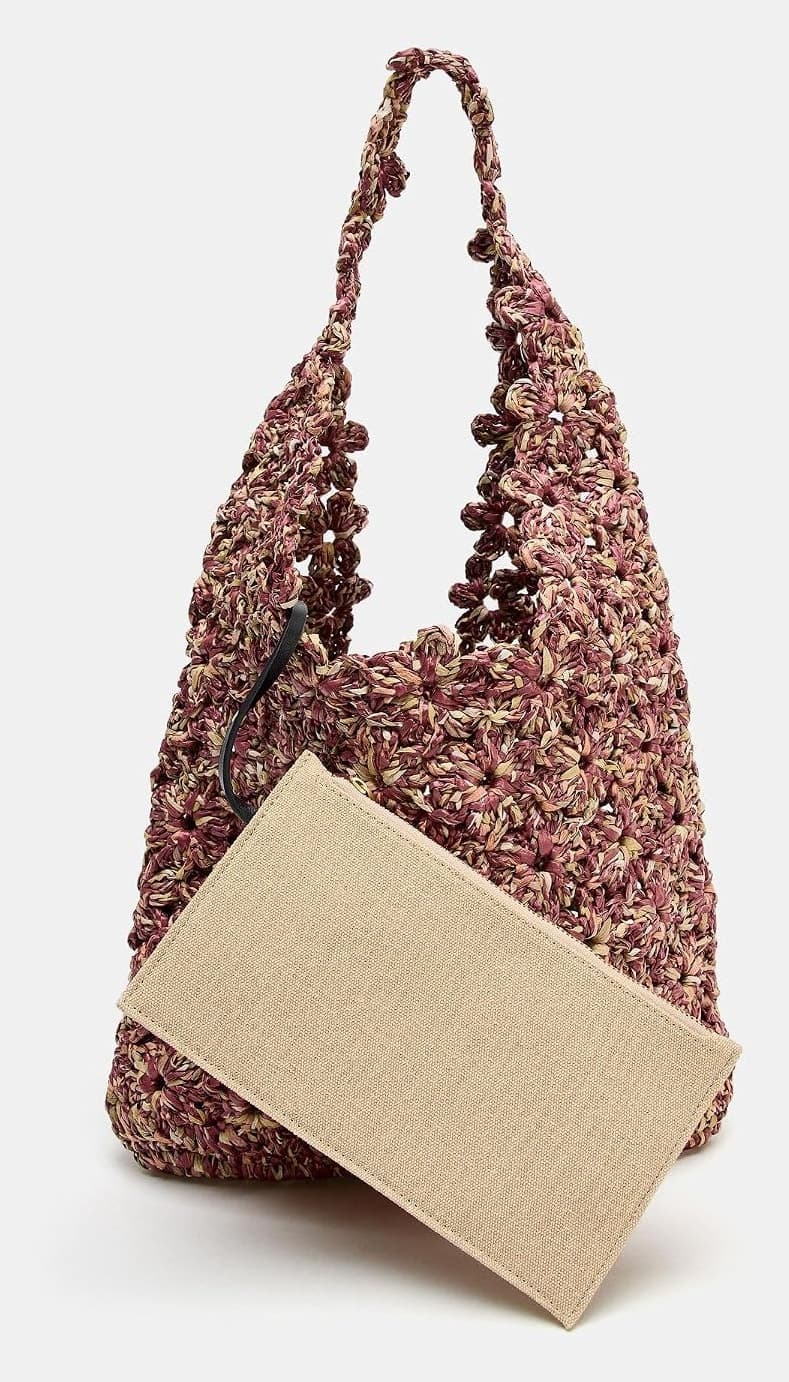 کیف کیسهای زنانه Zara حصیری صورتی سایز استاندارد کیف کیسهای زنانه Zara حصیری صورتی سایز استاندارد