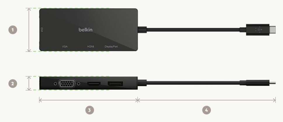 آداپتور Belkin مالتیپورت USB-C با VGA، DVI، 4K HDMI و 4K DisplayPort آداپتور Belkin مالتیپورت USB-C با VGA، DVI، 4K HDMI و 4K DisplayPort