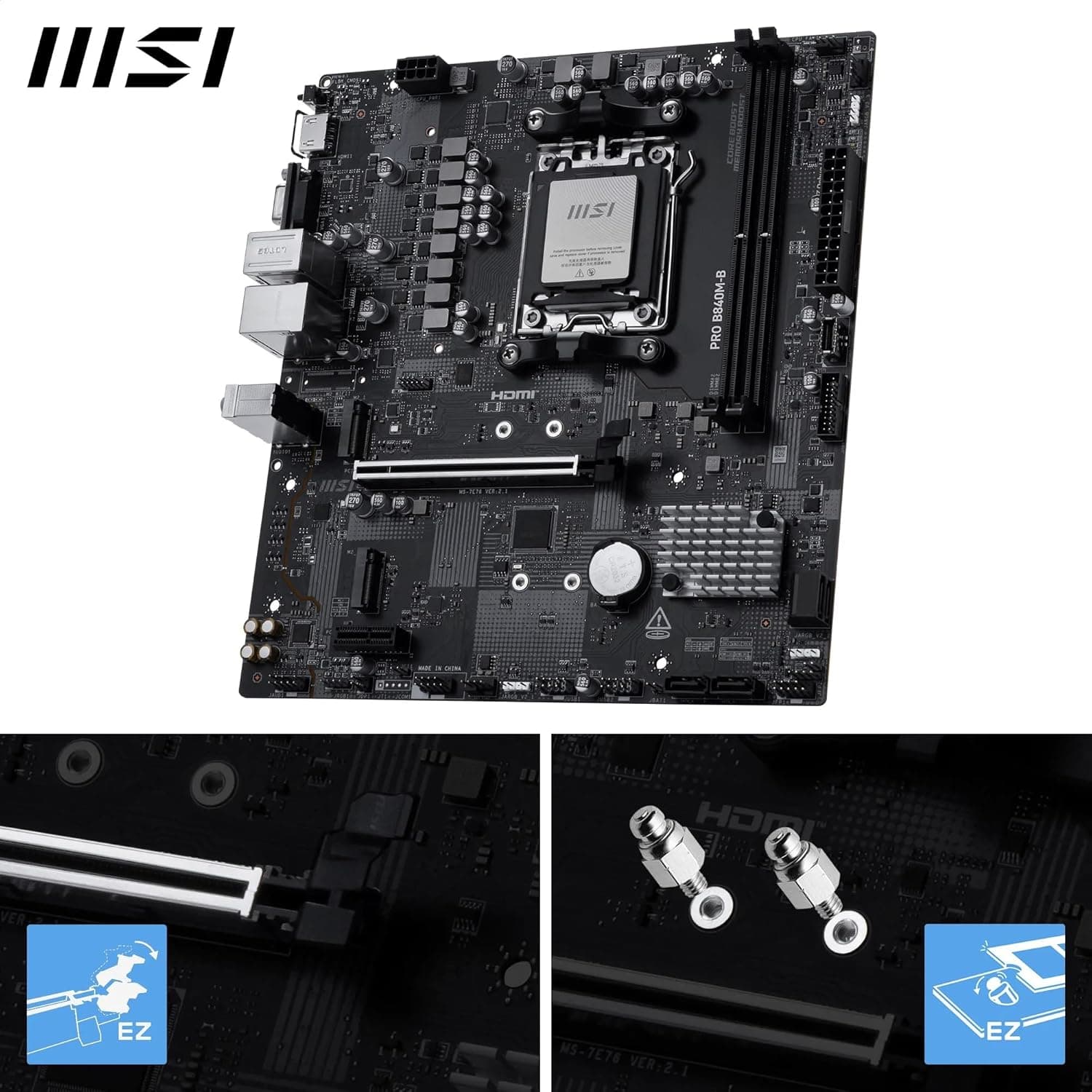 مادربرد MSI مدل PRO B840M-B با سوکت AM5 و فرم فاکتور mATX مادربرد MSI مدل PRO B840M-B با سوکت AM5 و فرم فاکتور mATX