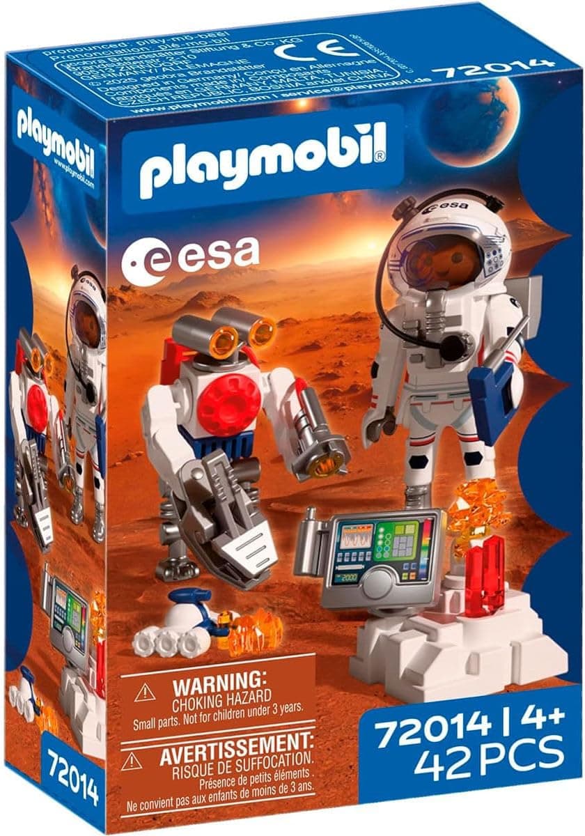 مجموعه اسباببازی فضایی کودکان PLAYMOBIL با فضانورد ESA، ربات مریخ، ایستگاه تحلیل و 3 نمونه سنگ، مناسب 4 سال به بالا، مدل 72014 مجموعه اسباببازی فضایی کودکان PLAYMOBIL با فضانورد ESA، ربات مریخ، ایستگاه تحلیل و 3 نمونه سنگ، مناسب 4 سال به بالا، مدل 72014