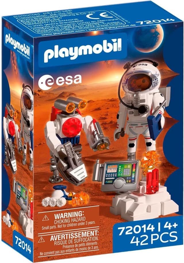 مجموعه اسباببازی فضایی کودکان PLAYMOBIL با فضانورد ESA، ربات مریخ، ایستگاه تحلیل و 3 نمونه سنگ، مناسب 4 سال به بالا، مدل 72014 مجموعه اسباببازی فضایی کودکان PLAYMOBIL با فضانورد ESA، ربات مریخ، ایستگاه تحلیل و 3 نمونه سنگ، مناسب 4 سال به بالا، مدل 72014