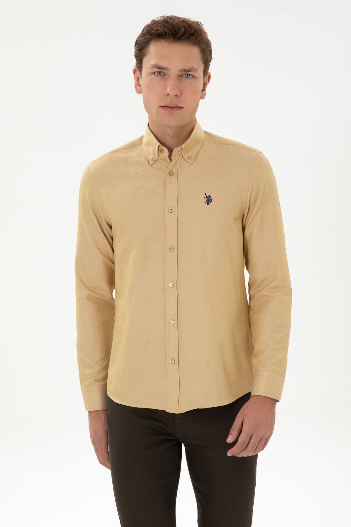 پیراهن مردانه U.S. Polo Assn. آستین بلند بیسیک خردلی مدل 50316723-VR151 پیراهن مردانه U.S. Polo Assn. آستین بلند بیسیک خردلی مدل 50316723-VR151