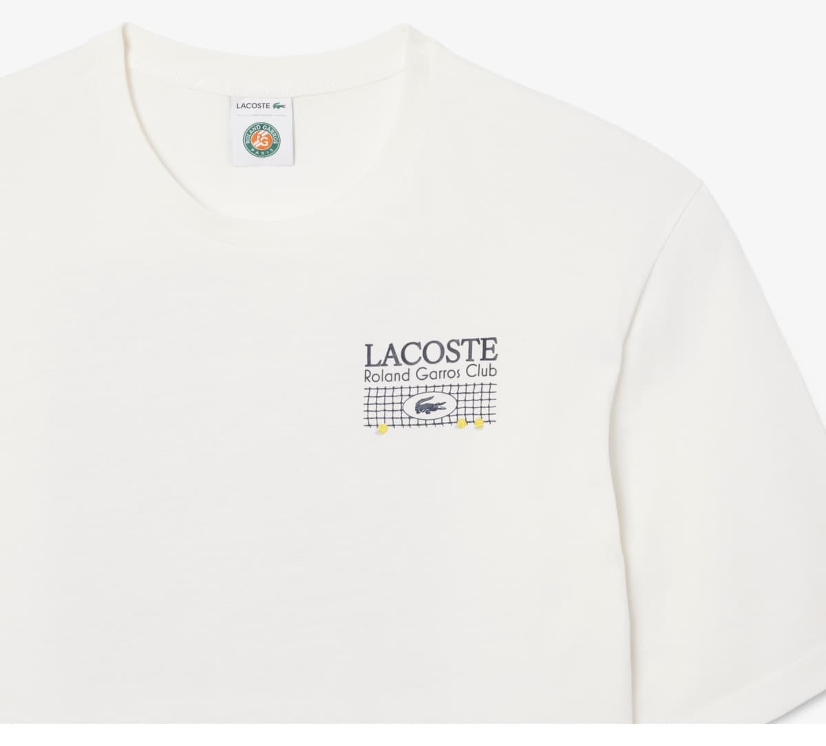 تیشرت مردانه Lacoste فیت ریلکس چاپدار سفید Roland-Garros تیشرت مردانه Lacoste فیت ریلکس چاپدار سفید Roland-Garros