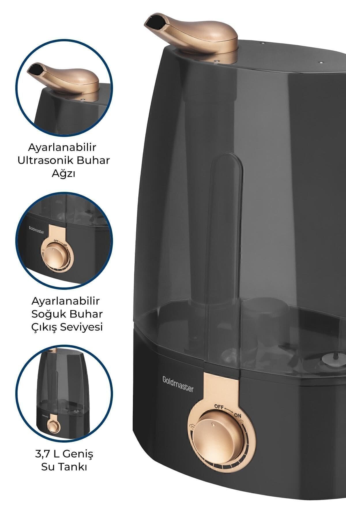 دستگاه رطوبتساز هوا GoldMaster اولتراسونیک بیصدا مشکی با مخزن آب 3,7l و بخاردهی پیوسته 12 ساعت مدل Nemo دستگاه رطوبتساز هوا GoldMaster اولتراسونیک بیصدا مشکی با مخزن آب 3,7l و بخاردهی پیوسته 12 ساعت مدل Nemo