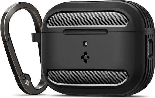 قاب محافظ Spigen Rugged Armor ضدضربه کارابیندار AirPods Pro 3 مشکی مات قاب محافظ Spigen Rugged Armor ضدضربه کارابیندار AirPods Pro 3 مشکی مات