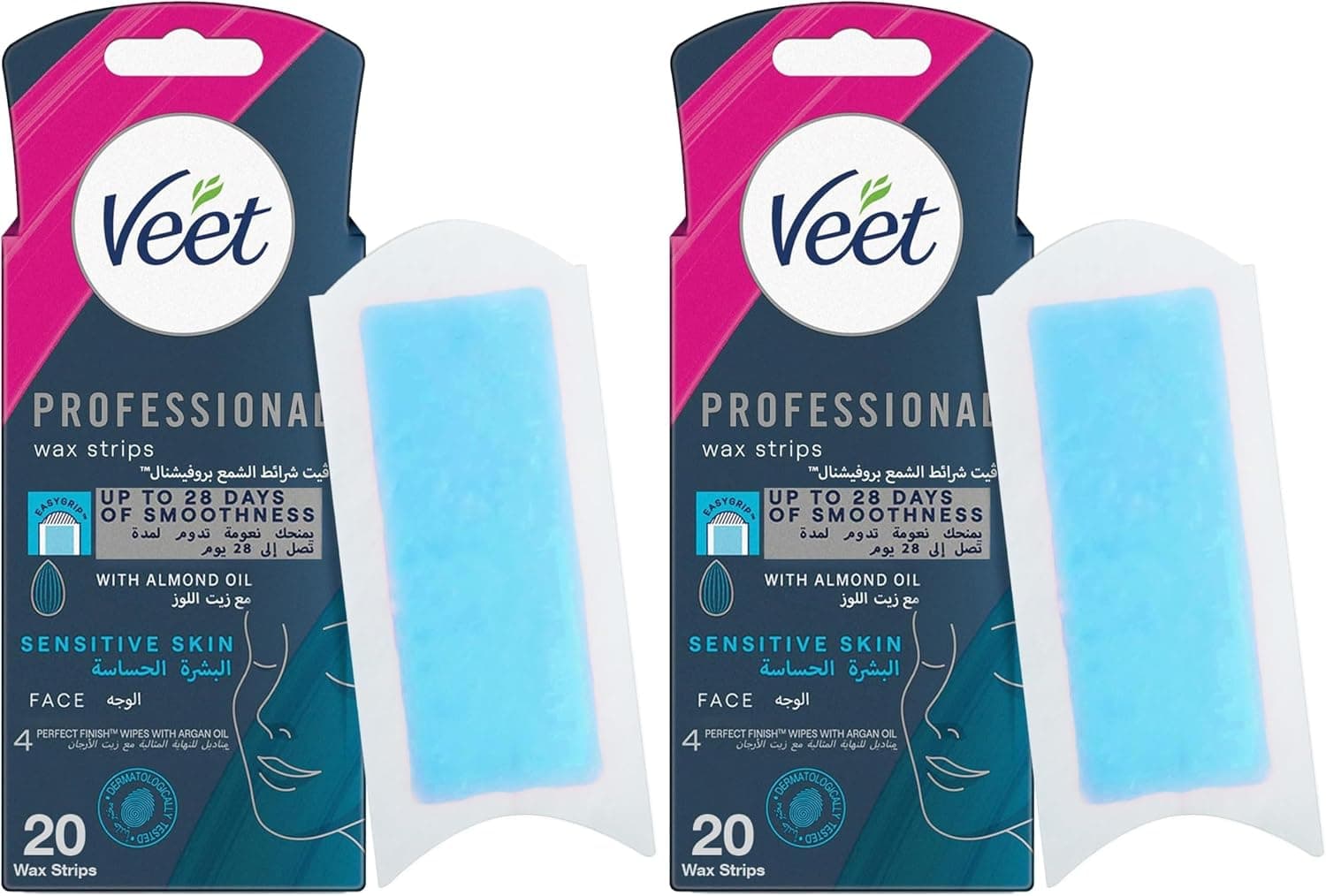 نوارهای موم موبر صورت Veet مناسب پوست حساس با روغن بادام، همراه دستمال پاککننده آرگان 20 عدد نوارهای موم موبر صورت Veet مناسب پوست حساس با روغن بادام، همراه دستمال پاککننده آرگان 20 عدد