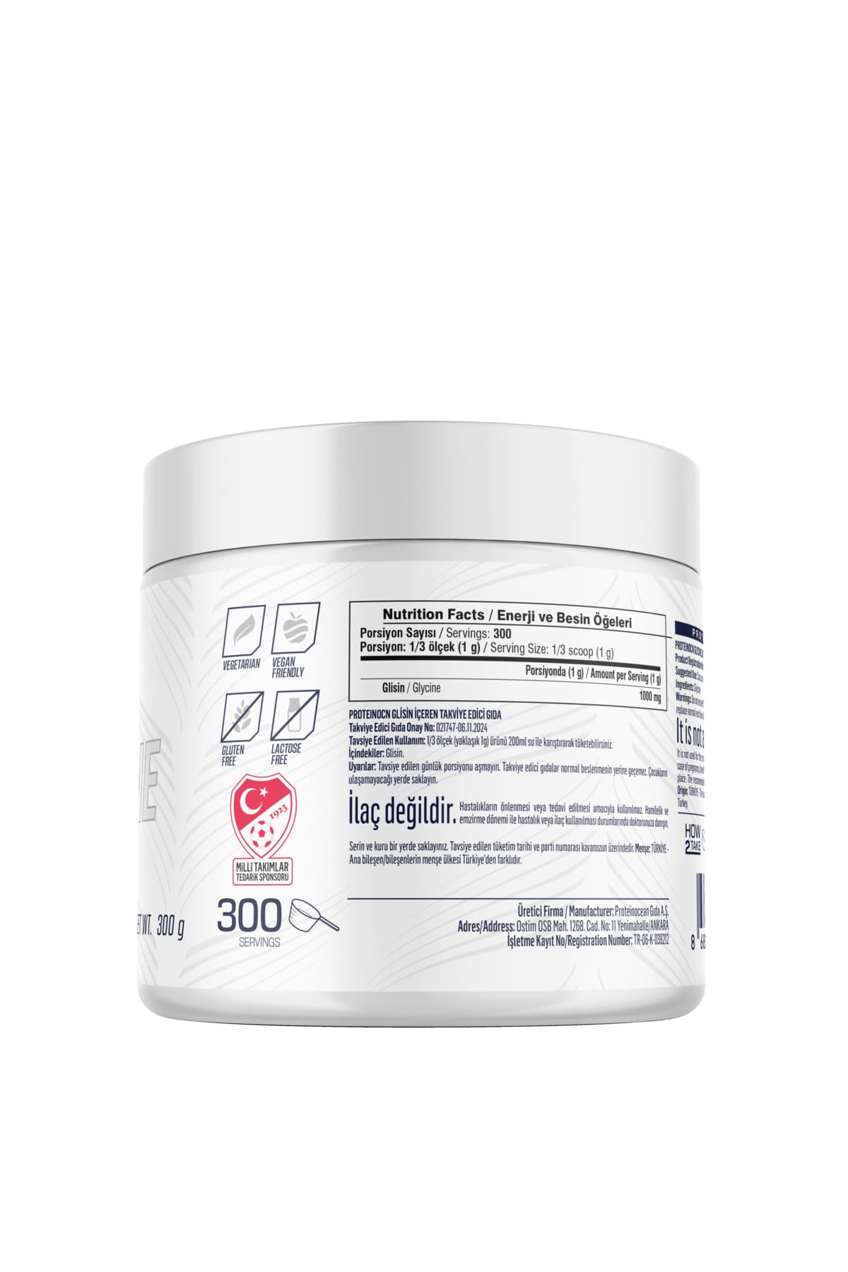 مکمل گلیسین Proteinocean مدل 300g - 300 Servis مکمل گلیسین Proteinocean مدل 300g - 300 Servis
