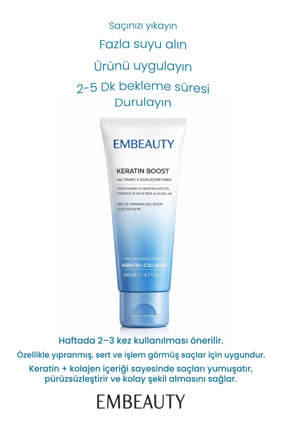 کرم مراقبت مو Embeauty ترمیمکننده و حجمدهنده Keratin Boost 200 ml کرم مراقبت مو Embeauty ترمیمکننده و حجمدهنده Keratin Boost 200 ml