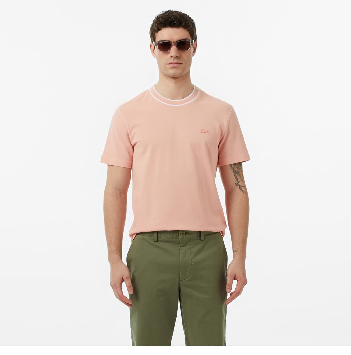 تیشرت مردانه Lacoste یقهگرد فیت معمولی صورتی تیشرت مردانه Lacoste یقهگرد فیت معمولی صورتی