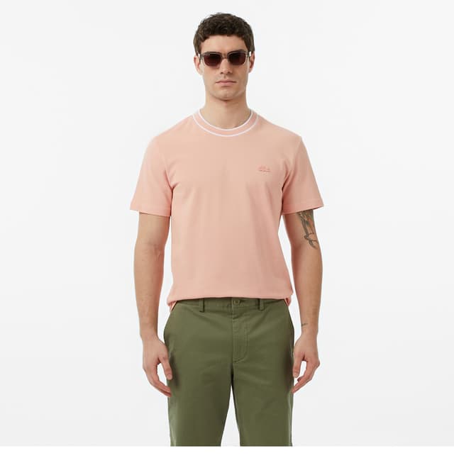 تیشرت مردانه Lacoste یقهگرد فیت معمولی صورتی تیشرت مردانه Lacoste یقهگرد فیت معمولی صورتی