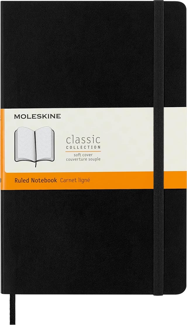 دفتر یادداشت سایز بزرگ Moleskine جلد نرم خطدار مشکی دفتر یادداشت سایز بزرگ Moleskine جلد نرم خطدار مشکی