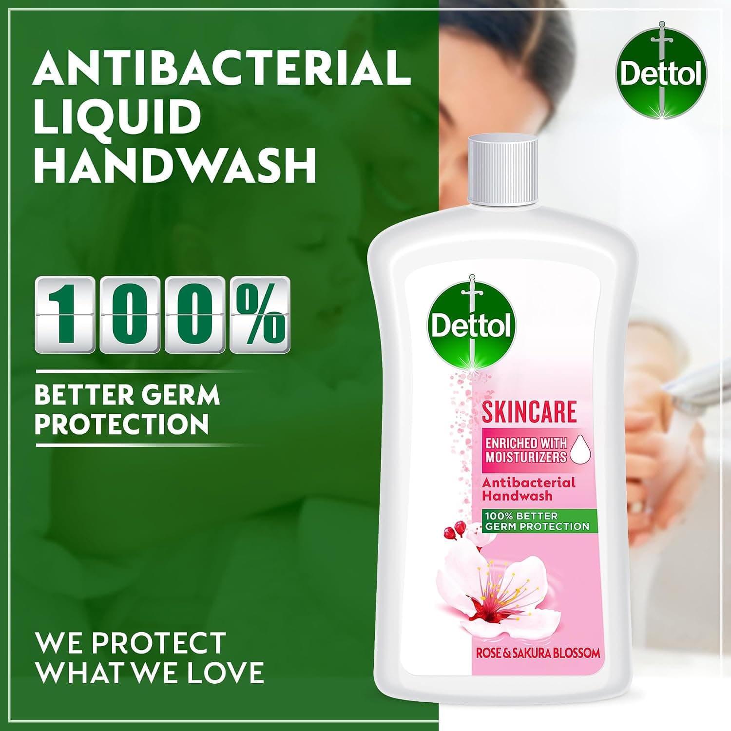 مایع دستشویی Dettol رفیل مراقبت پوست رایحه رز و ساکورا 1L مایع دستشویی Dettol رفیل مراقبت پوست رایحه رز و ساکورا 1L