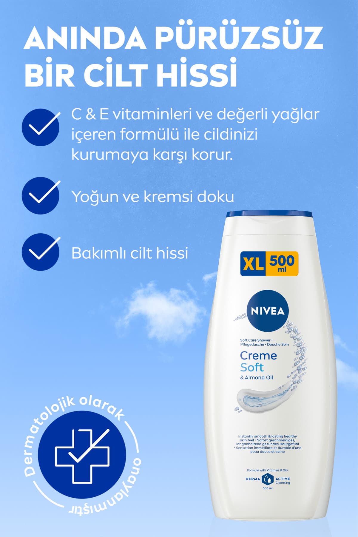 ژل حمام و دوش زنانه NIVEA Creme Soft با روغن بادام 500ml ژل حمام و دوش زنانه NIVEA Creme Soft با روغن بادام 500ml