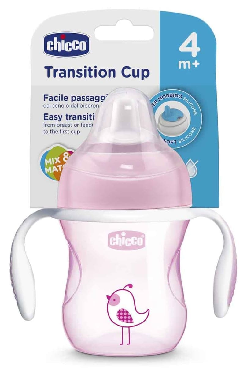 لیوان انتقالی دخترانه Chicco با نوک نرم 4 ماه لیوان انتقالی دخترانه Chicco با نوک نرم 4 ماه