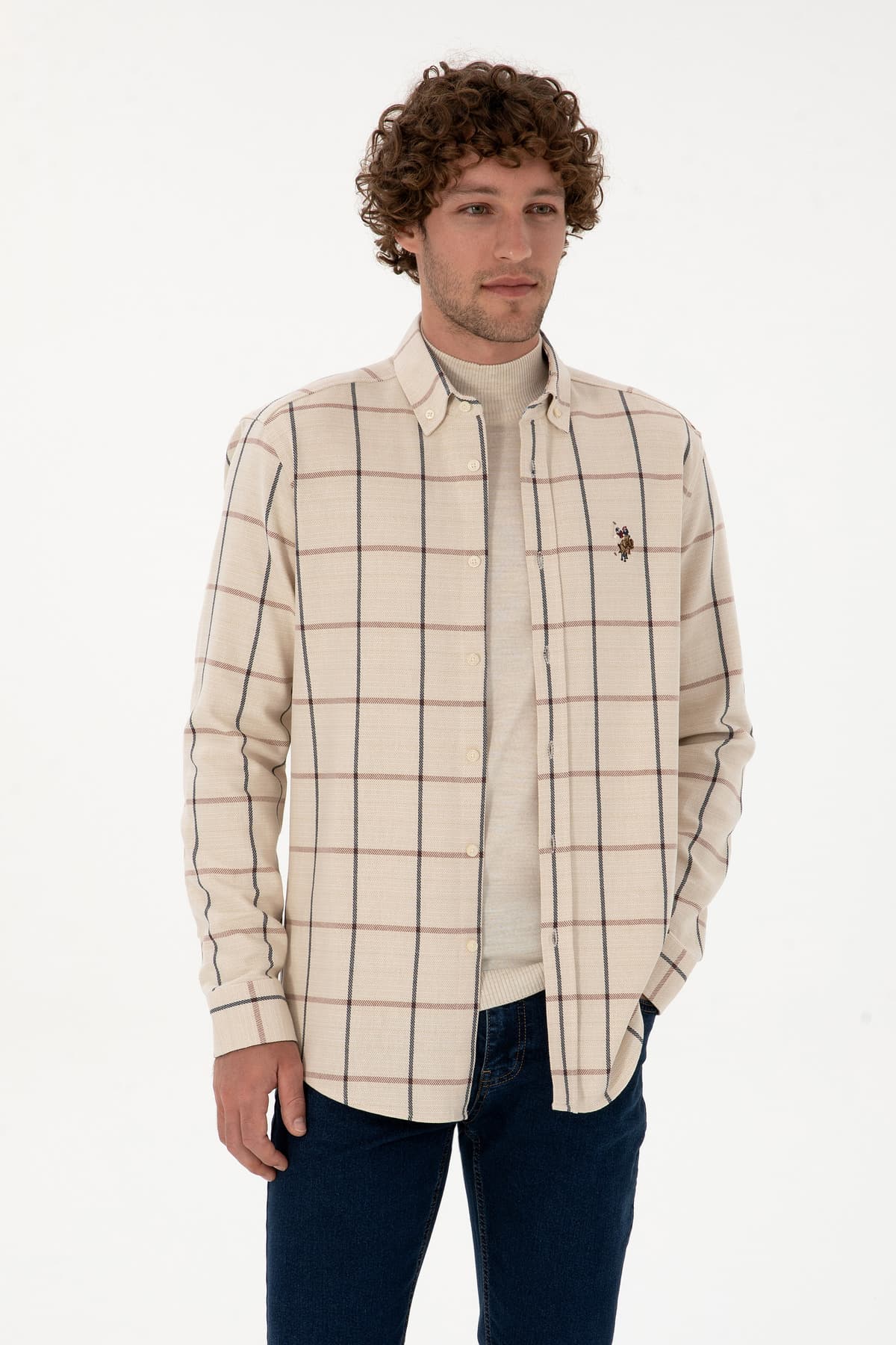 پیراهن مردانه U.S. Polo Assn. کرم چهارخانه آستینبلند فیت معمولی مدل 50316617-VR182 پیراهن مردانه U.S. Polo Assn. کرم چهارخانه آستینبلند فیت معمولی مدل 50316617-VR182