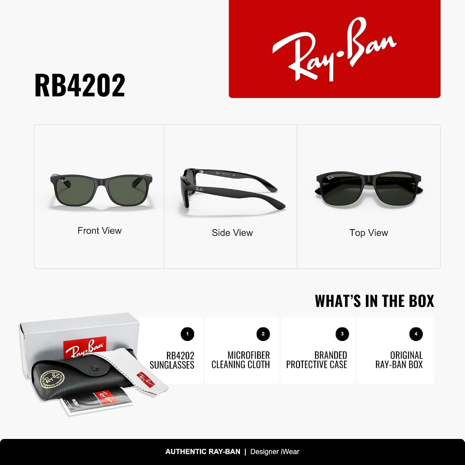 عینک آفتابی Ray-Ban Andy Wayfarer مدل RB4202 عینک آفتابی Ray-Ban Andy Wayfarer مدل RB4202