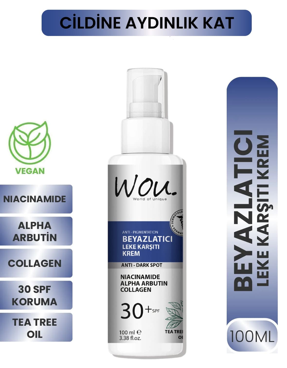 کرم ضد لک روشنکننده WOU World of Unique SPF30+ 100 ml کرم ضد لک روشنکننده WOU World of Unique SPF30+ 100 ml