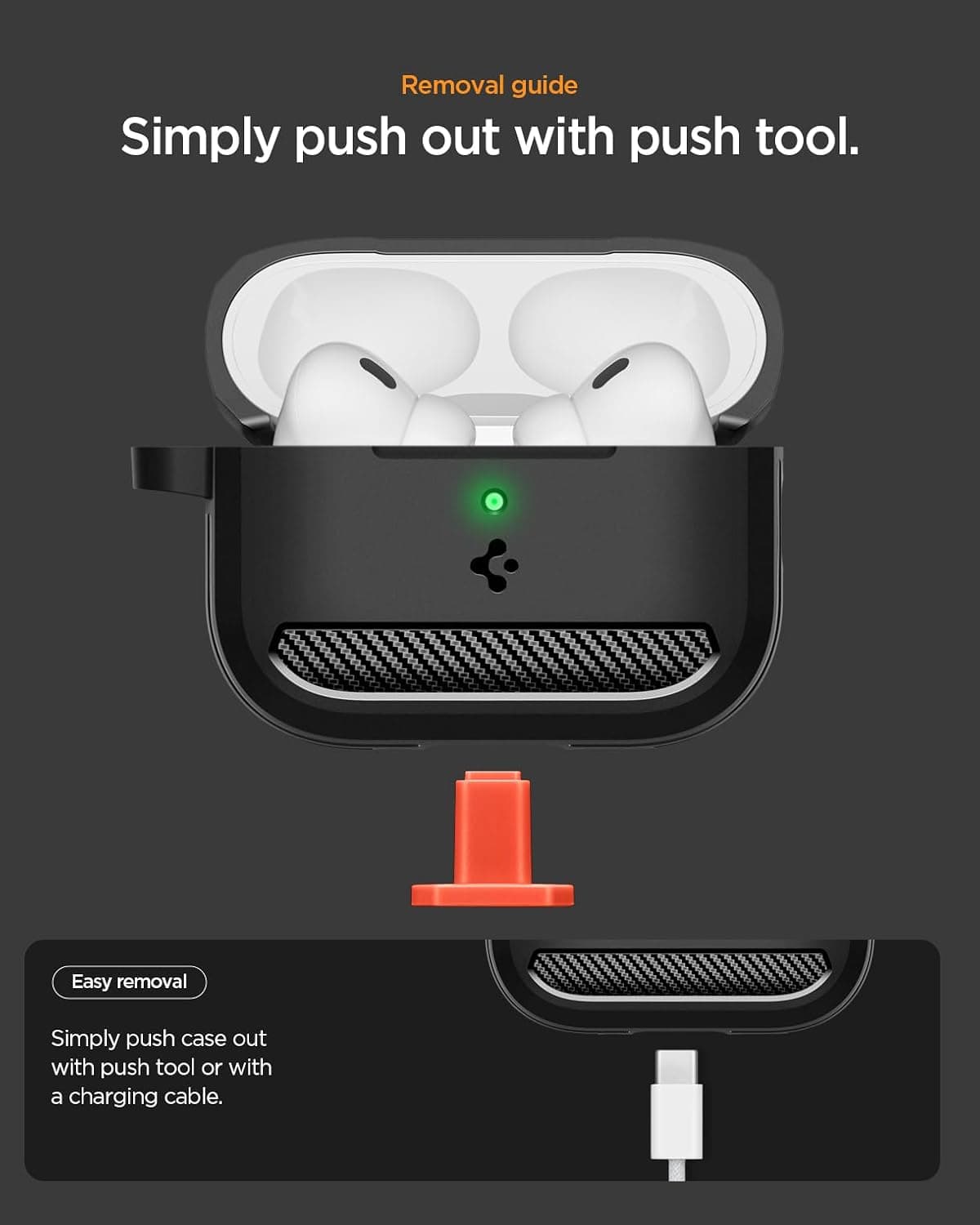 قاب محافظ Spigen Rugged Armor ضدضربه کارابیندار AirPods Pro 3 مشکی مات قاب محافظ Spigen Rugged Armor ضدضربه کارابیندار AirPods Pro 3 مشکی مات