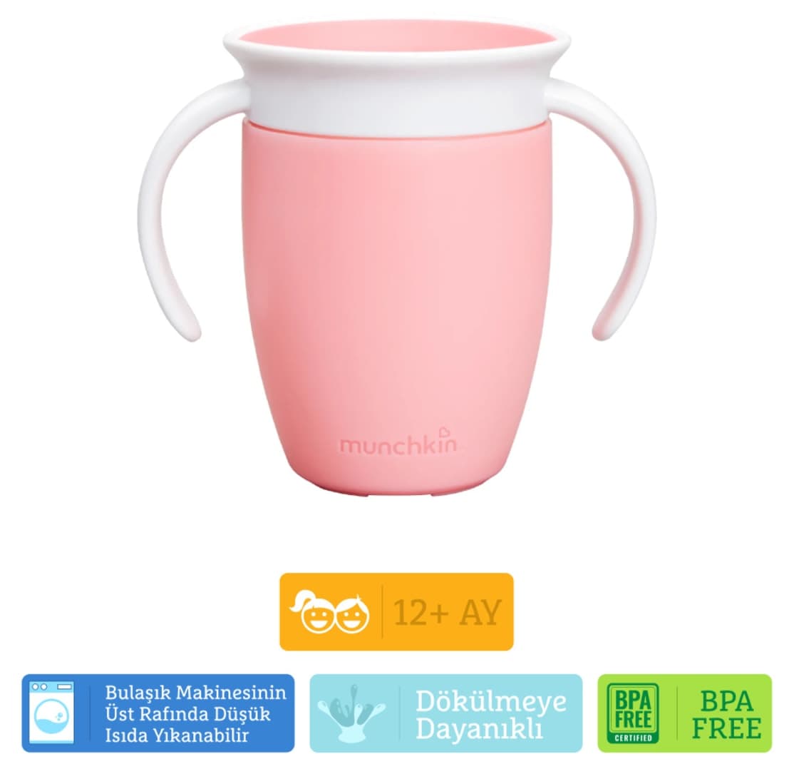 لیوان آموزشی 360 درجه Munchkin مناسب 6 ماه به بالا صورتی 207ml، 1 عدد لیوان آموزشی 360 درجه Munchkin مناسب 6 ماه به بالا صورتی 207ml، 1 عدد