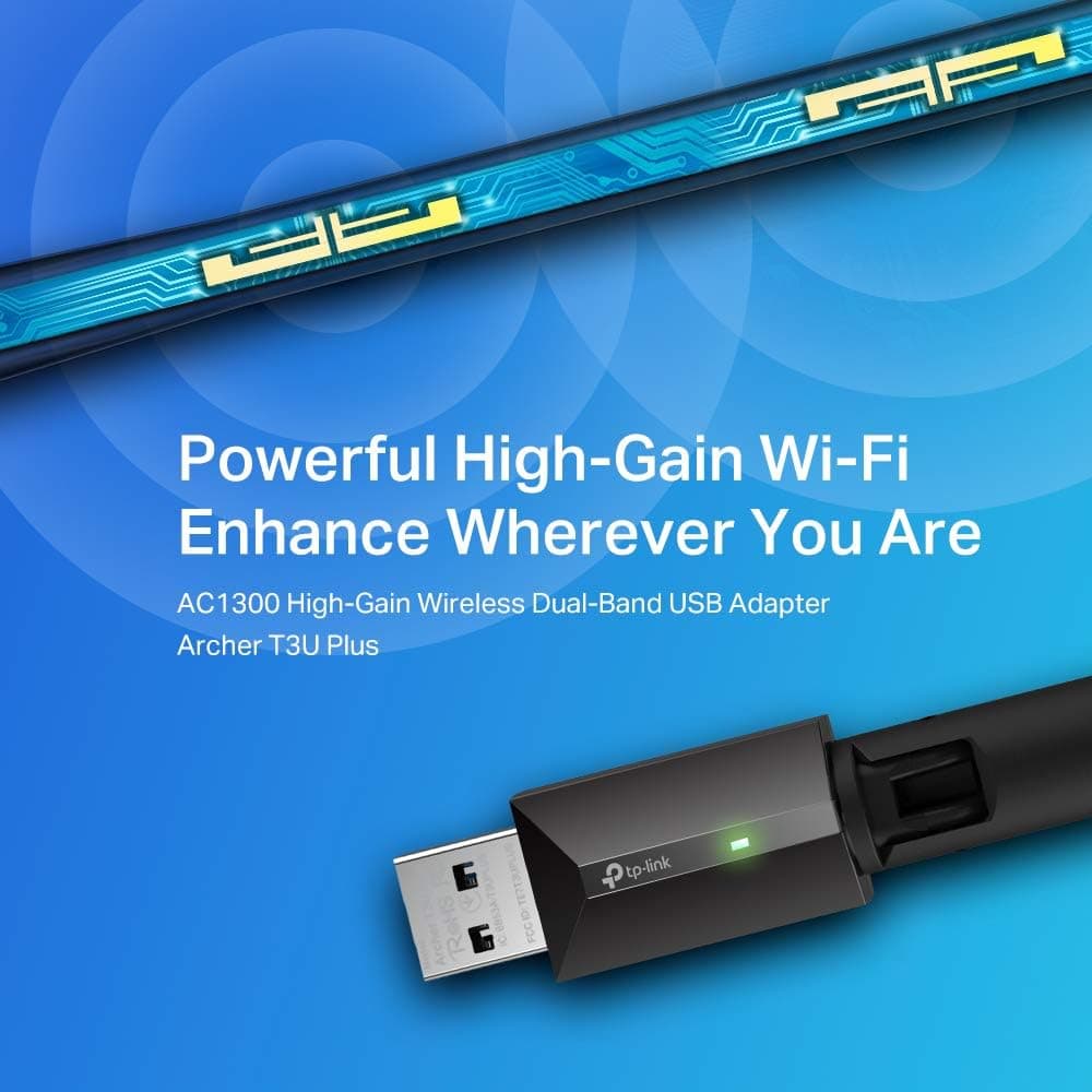 آداپتور وایفای USB دو بانده TP-Link AC1300 Mbps با MU-MIMO مدل Archer T3U Plus آداپتور وایفای USB دو بانده TP-Link AC1300 Mbps با MU-MIMO مدل Archer T3U Plus