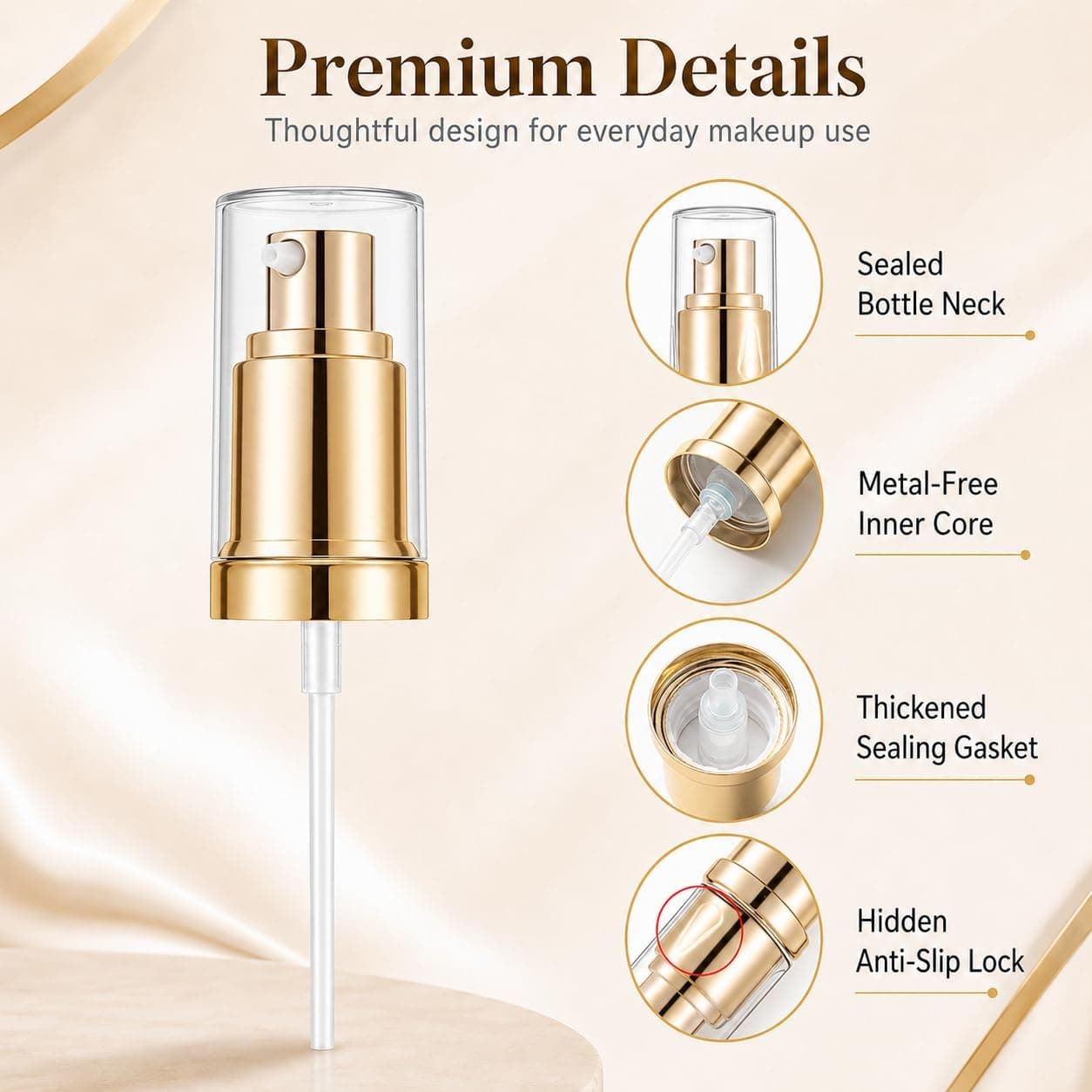 پمپ فاندیشن Chris.W بسته 2Pack طلایی برای Estee Lauder Double Wear پمپ فاندیشن Chris.W بسته 2Pack طلایی برای Estee Lauder Double Wear