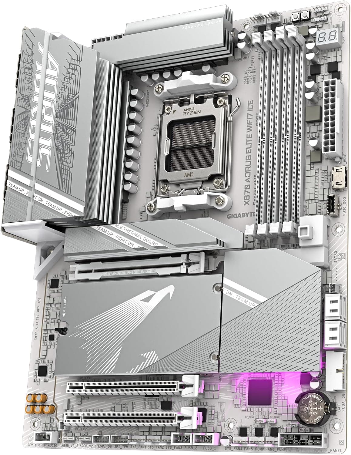 مادربرد Gigabyte برای پردازندههای AMD Ryzen 9000 مدل X870 A Elite WIFI7 Ice مادربرد Gigabyte برای پردازندههای AMD Ryzen 9000 مدل X870 A Elite WIFI7 Ice