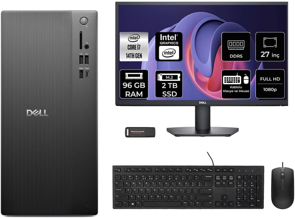 کامپیوتر رومیزی Dell ECT1250 i7 14700 96GB RAM 2TB SSD 27 اینچی FreeDOS Per4 USB کامپیوتر رومیزی Dell ECT1250 i7 14700 96GB RAM 2TB SSD 27 اینچی FreeDOS Per4 USB