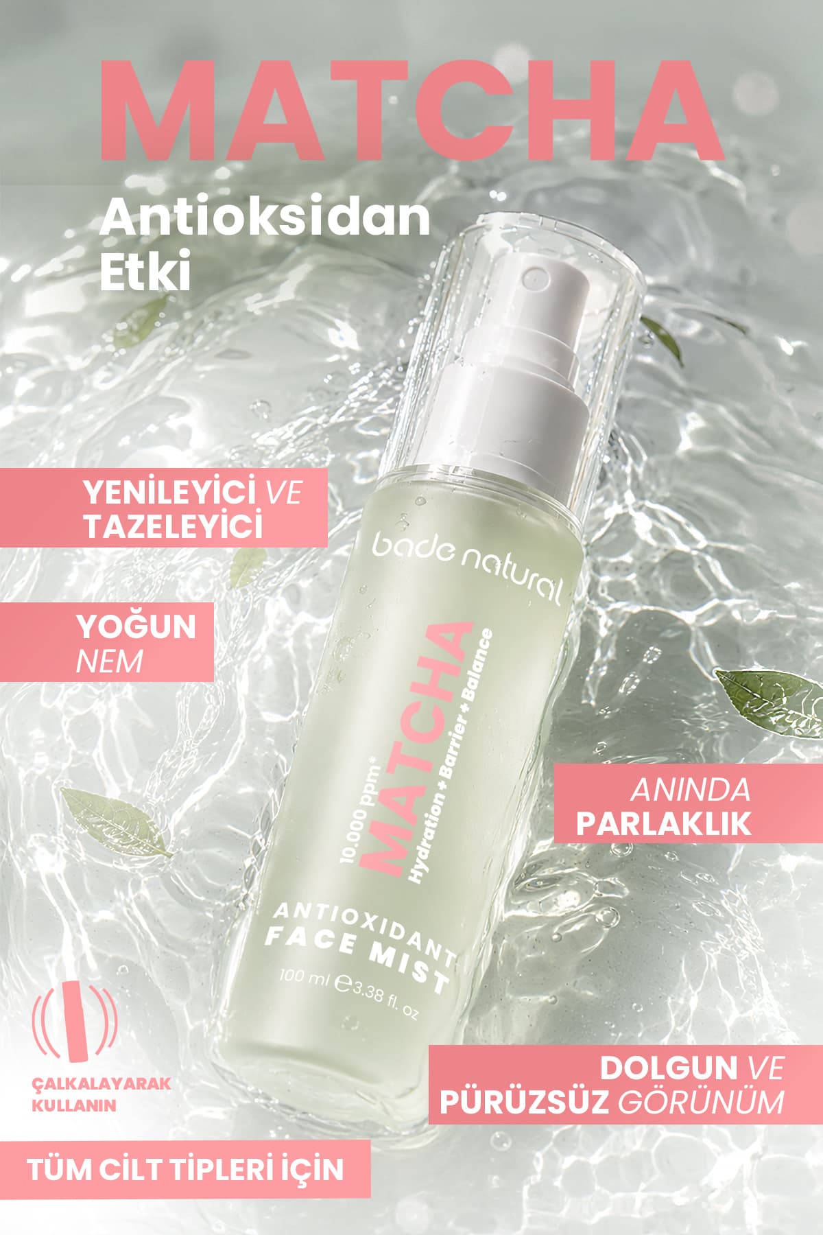 اسپری صورت Bade Natural Matcha آنتیاکسیدان Glass Skin آبرسان و طراوتبخش 100 ml اسپری صورت Bade Natural Matcha آنتیاکسیدان Glass Skin آبرسان و طراوتبخش 100 ml