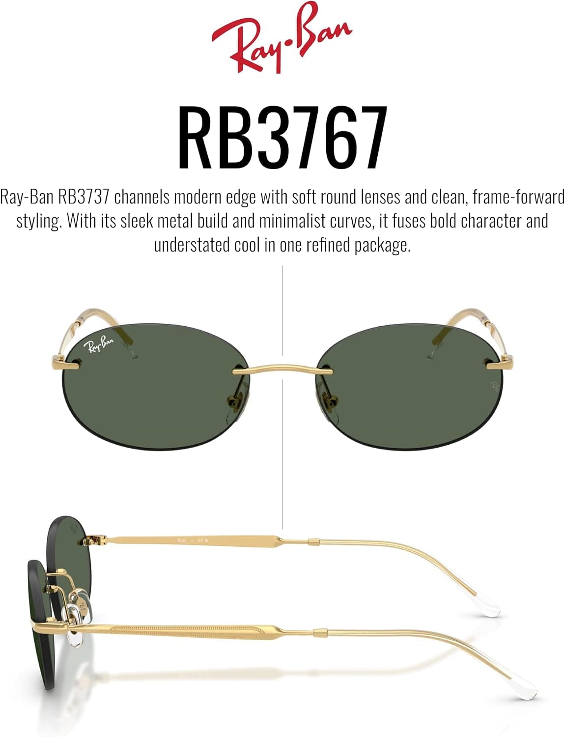 عینک آفتابی مردانه Ray-Ban بیضی طلایی/سبز تیره 54 mm مدل RB3767 عینک آفتابی مردانه Ray-Ban بیضی طلایی/سبز تیره 54 mm مدل RB3767