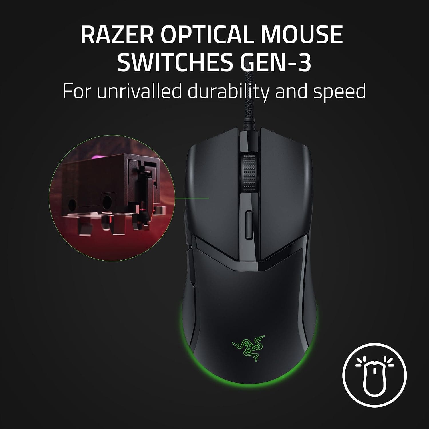 ماوس گیمینگ سیمی Razer مشکی 57g با نورپردازی Chroma RGB ماوس گیمینگ سیمی Razer مشکی 57g با نورپردازی Chroma RGB