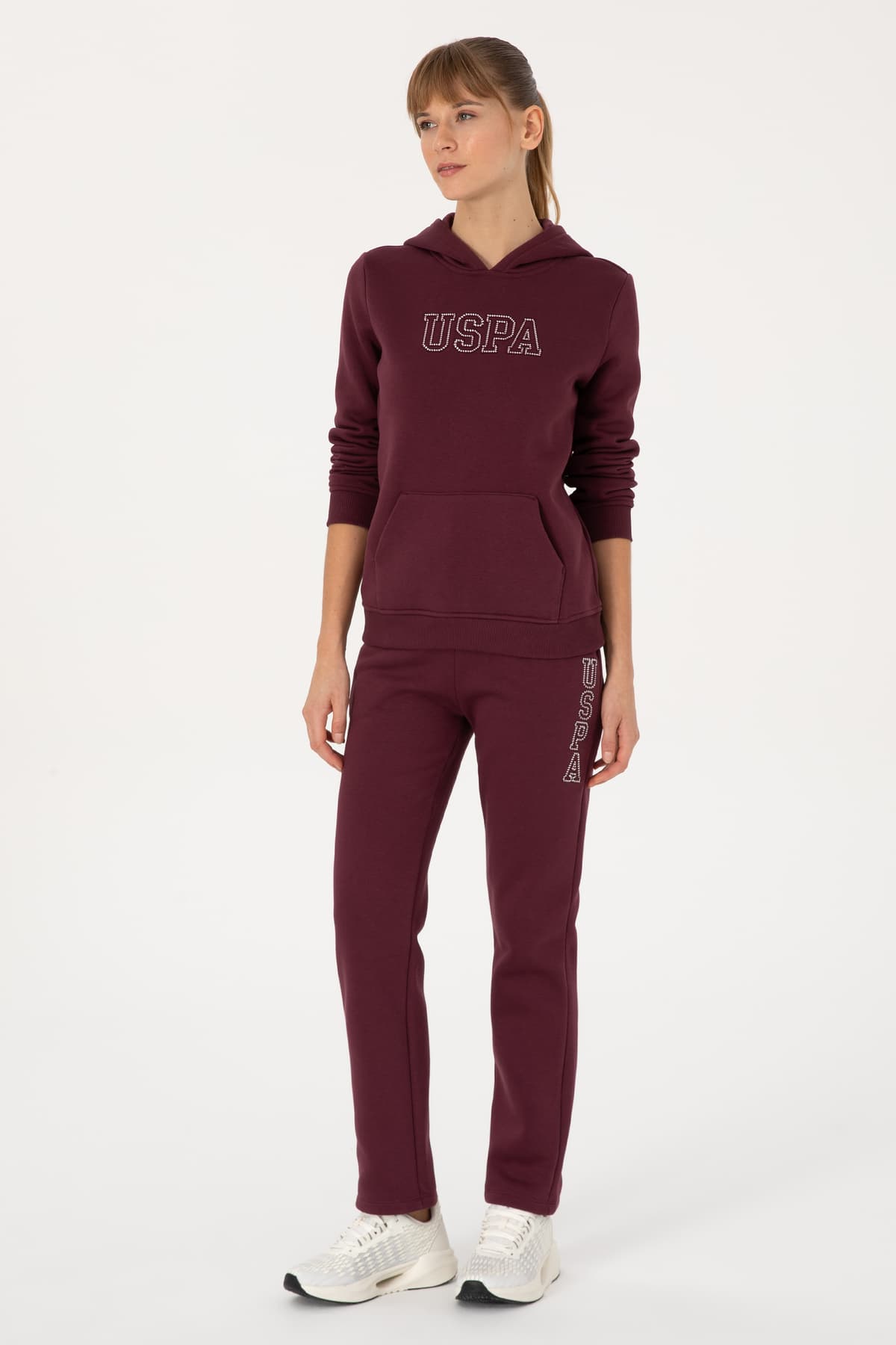 سوئیشرت زنانه U.S. Polo Assn. کلاهدار زرشکی کرکی مدل 50313566-VR177 سوئیشرت زنانه U.S. Polo Assn. کلاهدار زرشکی کرکی مدل 50313566-VR177