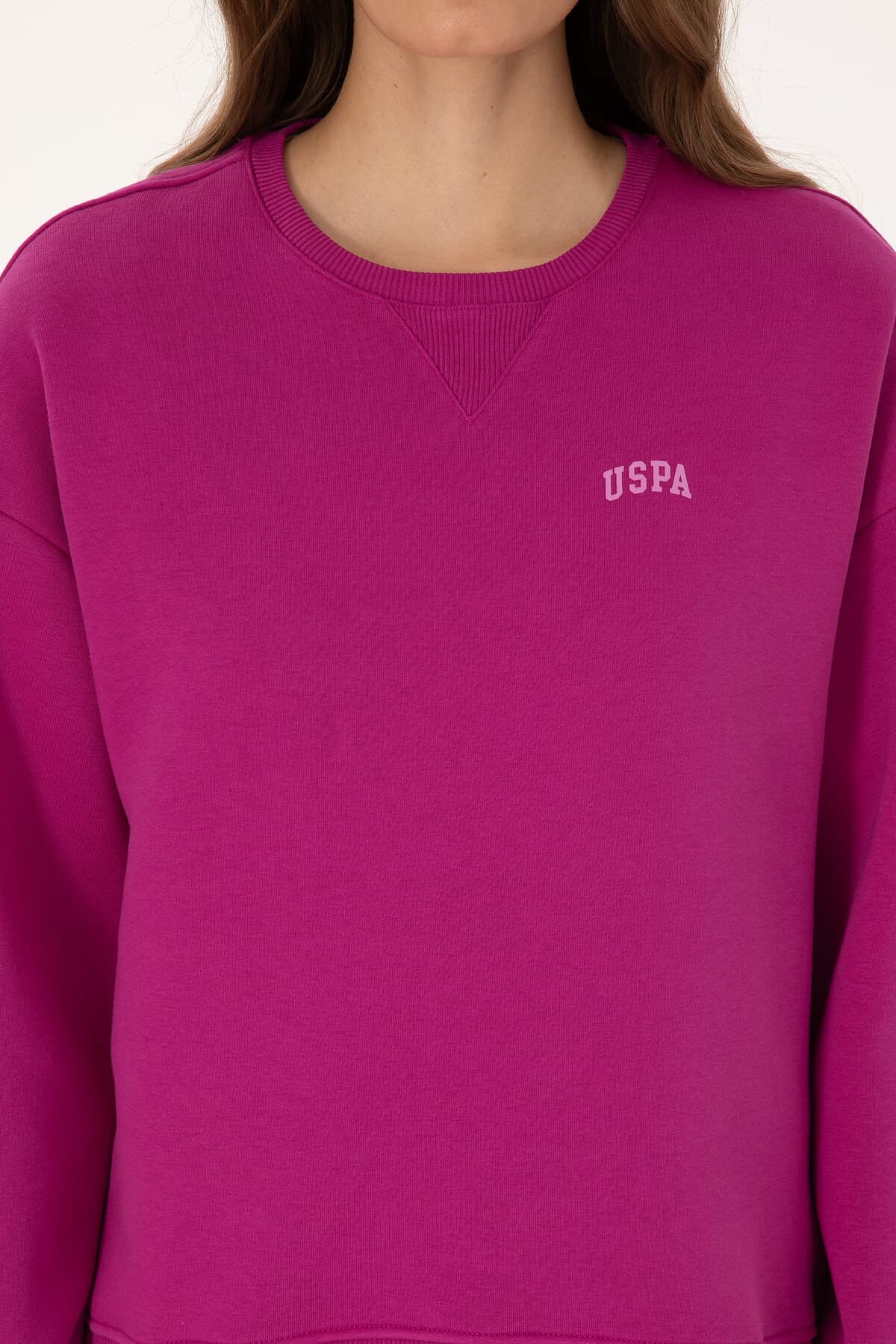 سوئیشرت زنانه U.S. Polo Assn. فوشیا شاردون یقه گرد مدل 50313586-VR023 سوئیشرت زنانه U.S. Polo Assn. فوشیا شاردون یقه گرد مدل 50313586-VR023