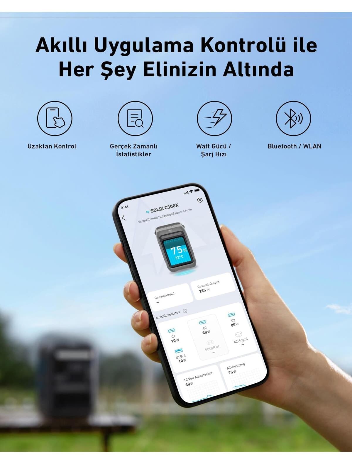 منبع برق قابل حمل Anker SOLIX C300X AC + پنل خورشیدی PS60 مدل B1723 منبع برق قابل حمل Anker SOLIX C300X AC + پنل خورشیدی PS60 مدل B1723