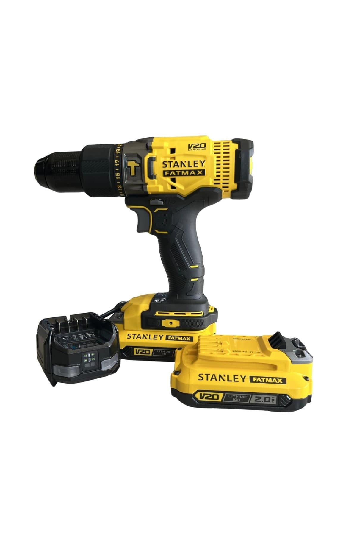کیت دریل چکشی شارژی Stanley Fatmax مدل SCD718D2A با دو باتری 18V V20، 2.0 Ah و 83 قطعه لوازم جانبی کیت دریل چکشی شارژی Stanley Fatmax مدل SCD718D2A با دو باتری 18V V20، 2.0 Ah و 83 قطعه لوازم جانبی