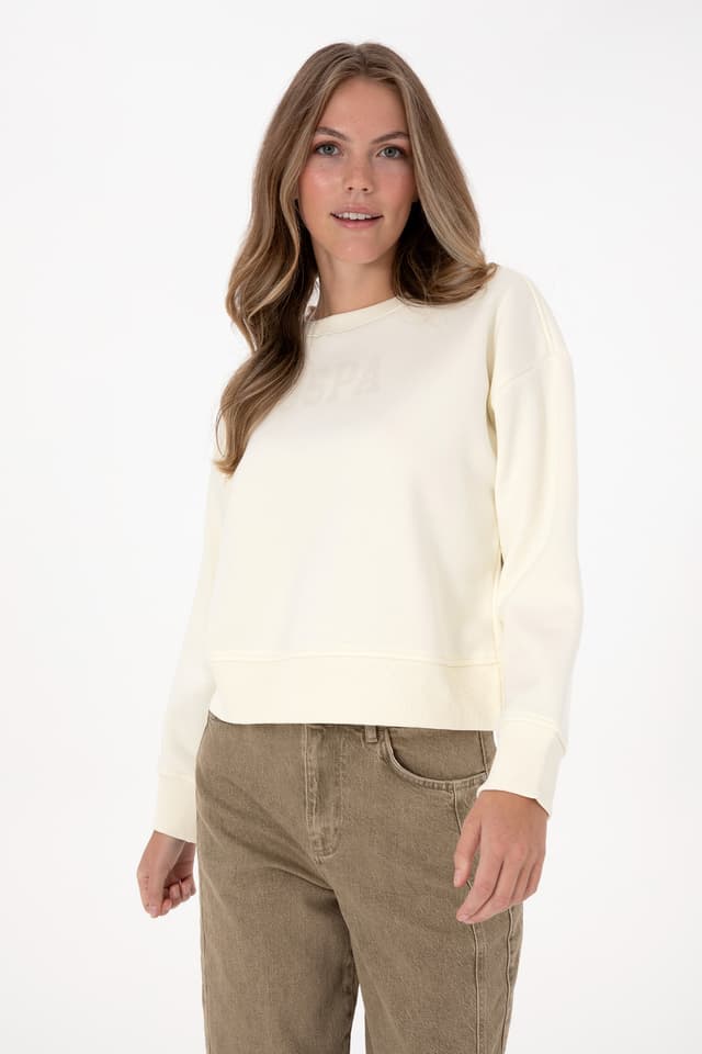 سوئیشرت زنانه U.S. Polo Assn. کرم یقه گرد Basic مدل 50307752-VR256 سوئیشرت زنانه U.S. Polo Assn. کرم یقه گرد Basic مدل 50307752-VR256