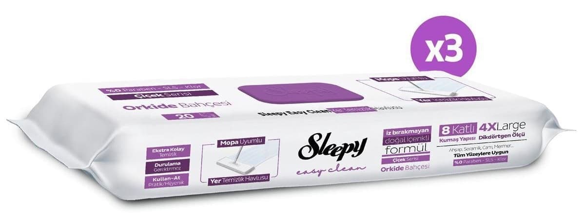 دستمال تمیزکننده کف Sleepy Easy Clean سازگار با موپ رایحه باغ ارکیده 3X20 (60 برگ) دستمال تمیزکننده کف Sleepy Easy Clean سازگار با موپ رایحه باغ ارکیده 3X20 (60 برگ)