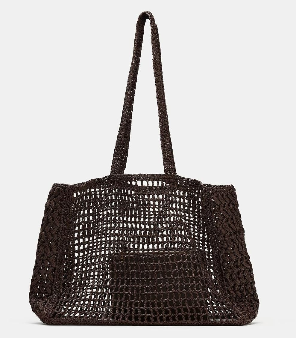 کیف توت زنانه Zara حصیری ماکسی قهوهای سایز استاندارد کیف توت زنانه Zara حصیری ماکسی قهوهای سایز استاندارد
