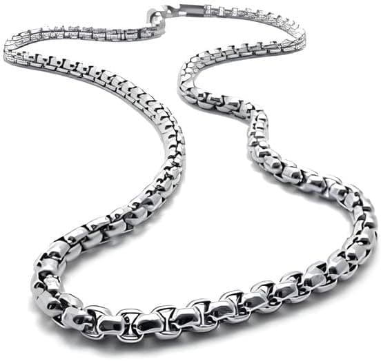 گردنبند استیل ضدزنگ AEE نقرهای درهمقفل بافت آلبانیایی Asansör 3/4/5mm گردنبند استیل ضدزنگ AEE نقرهای درهمقفل بافت آلبانیایی Asansör 3/4/5mm