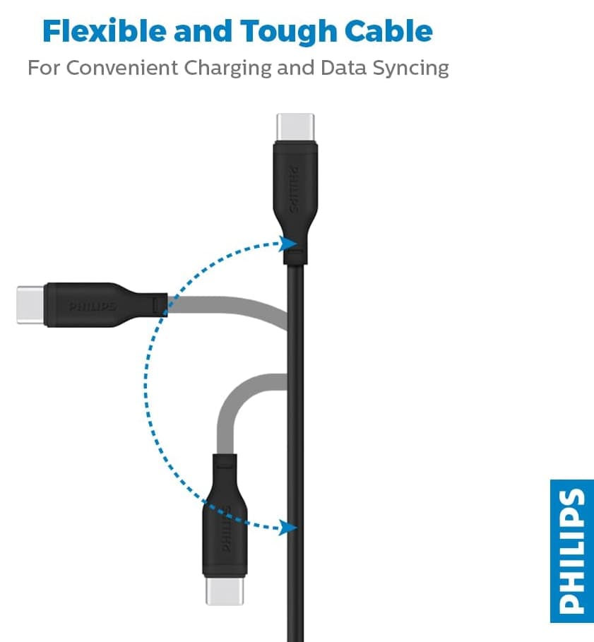 کابل مردانه Philips USB-C به USB-C کابل مردانه Philips USB-C به USB-C
