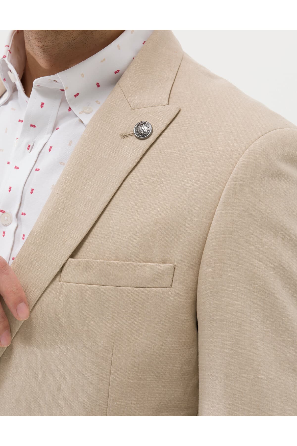 کت مردانه Pierre Cardin بژ Ex. Slim Fit کتان مخلوط مدل 50264886-VR011 کت مردانه Pierre Cardin بژ Ex. Slim Fit کتان مخلوط مدل 50264886-VR011