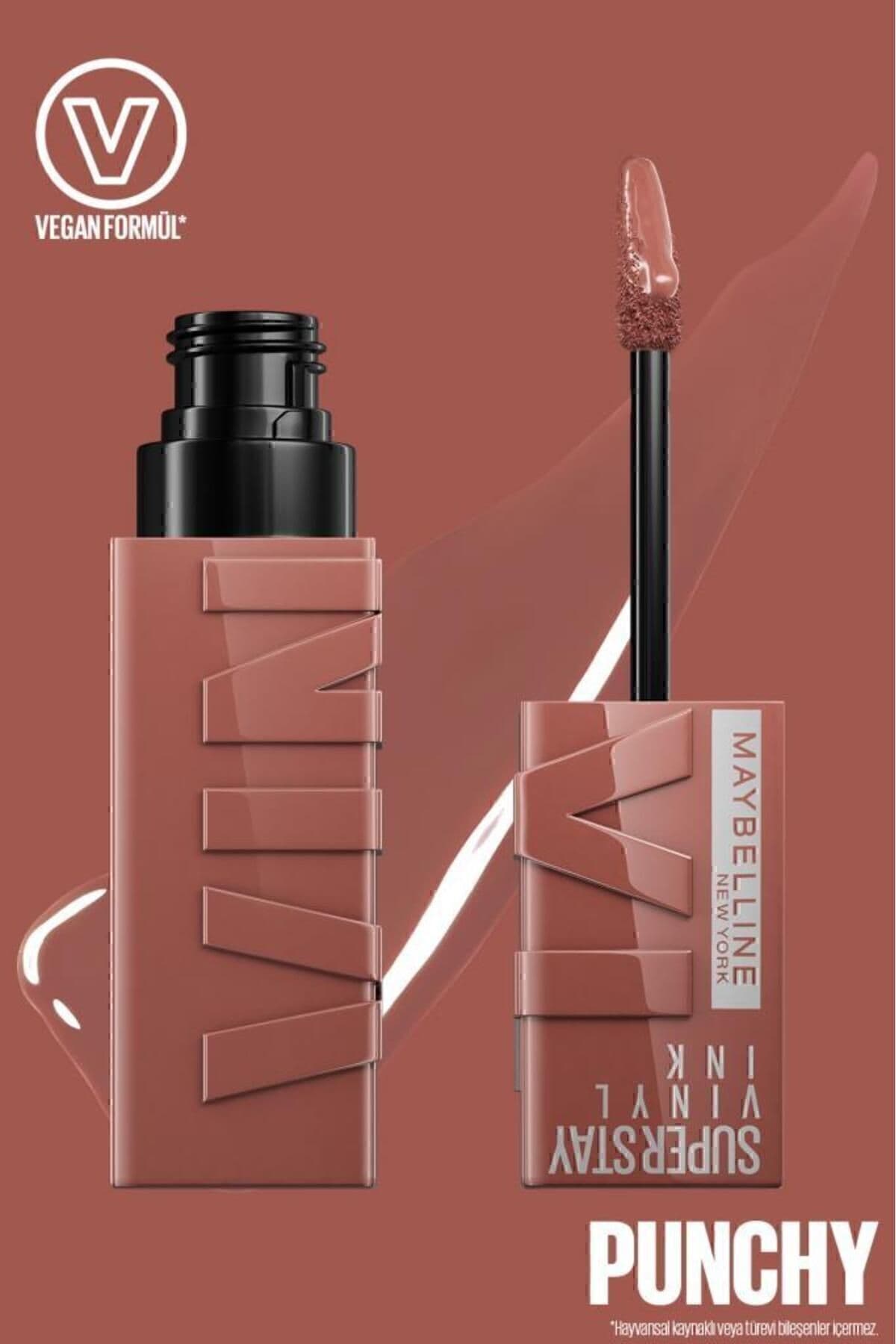 رژ لب مایع Maybelline New York Super Stay Vinyl Ink ماندگار براق مدل 120 Punchy رژ لب مایع Maybelline New York Super Stay Vinyl Ink ماندگار براق مدل 120 Punchy